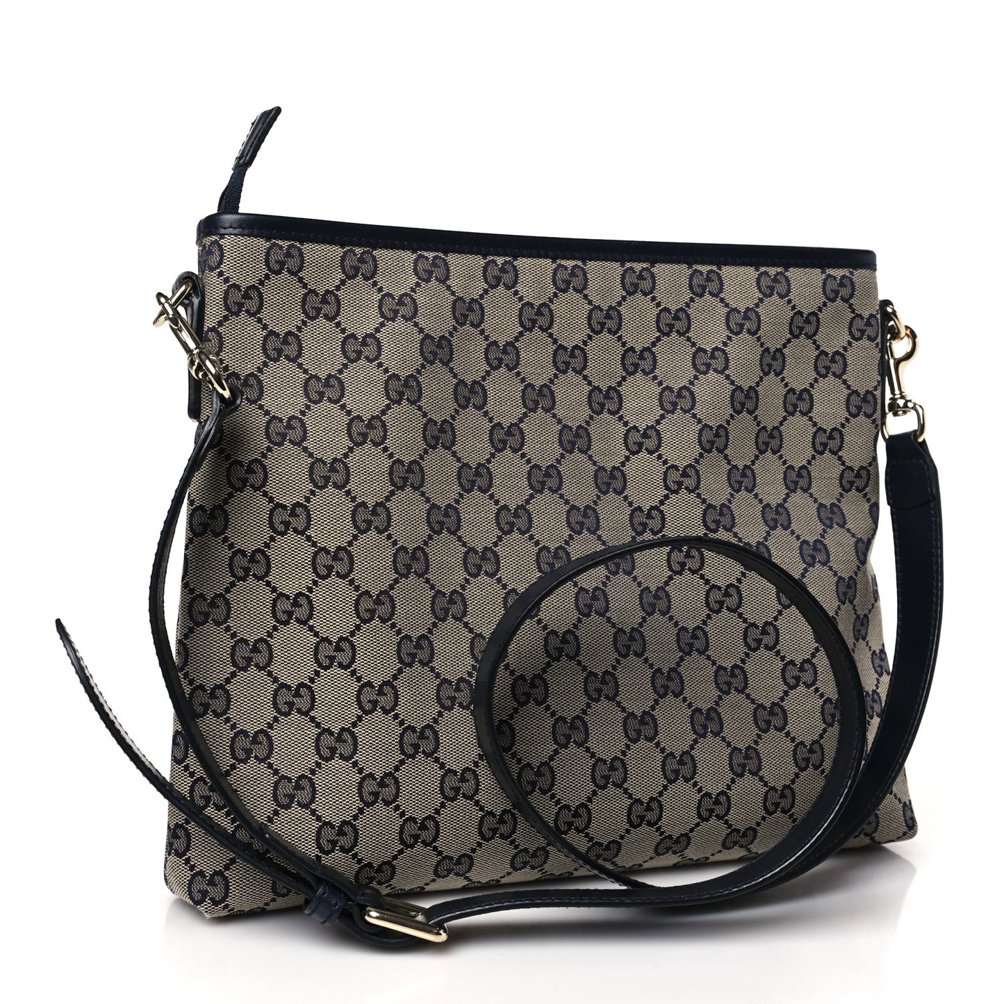 GG Supreme Monogram Web Flat Messenger Bag Navy