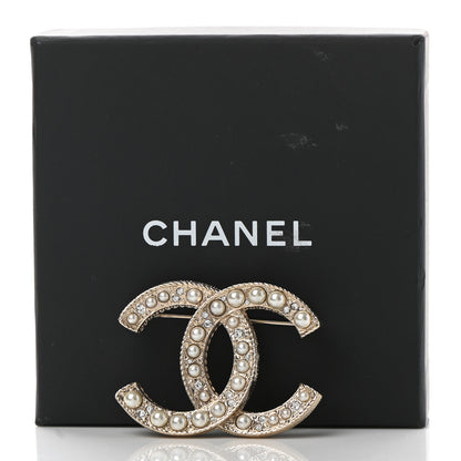 Chanel Pearl Crystal CC Brooch Gold 5 of 5
