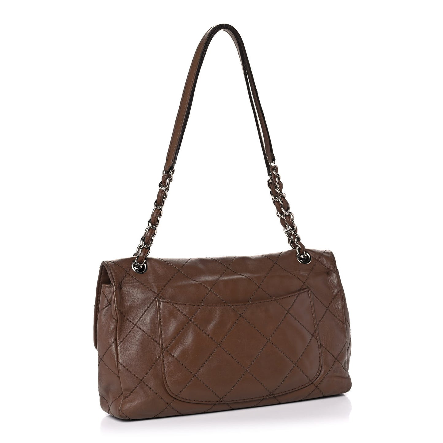 Calfskin Stitched Flap Brown