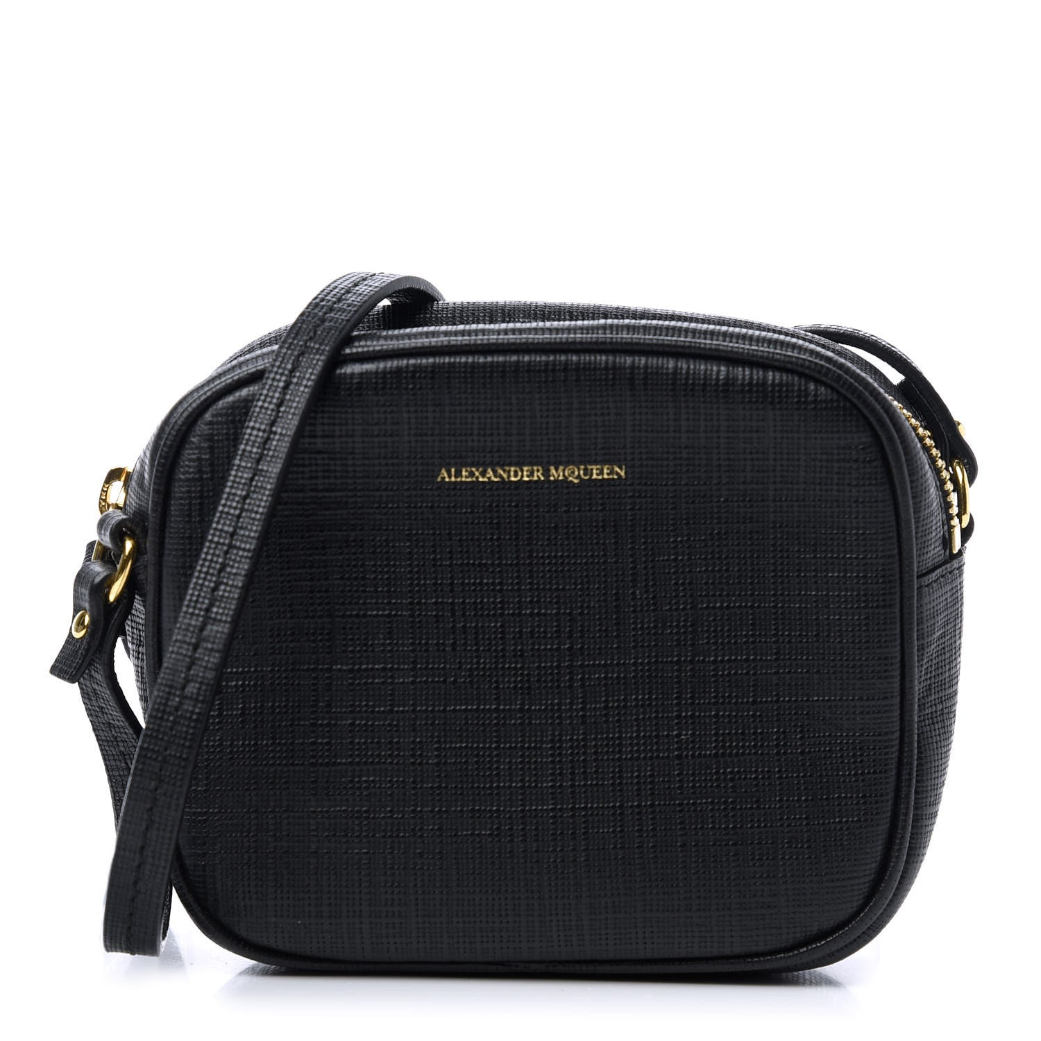 Alexander McQueen Textured Calfskin Mini Camera Bag Black 1 of 10