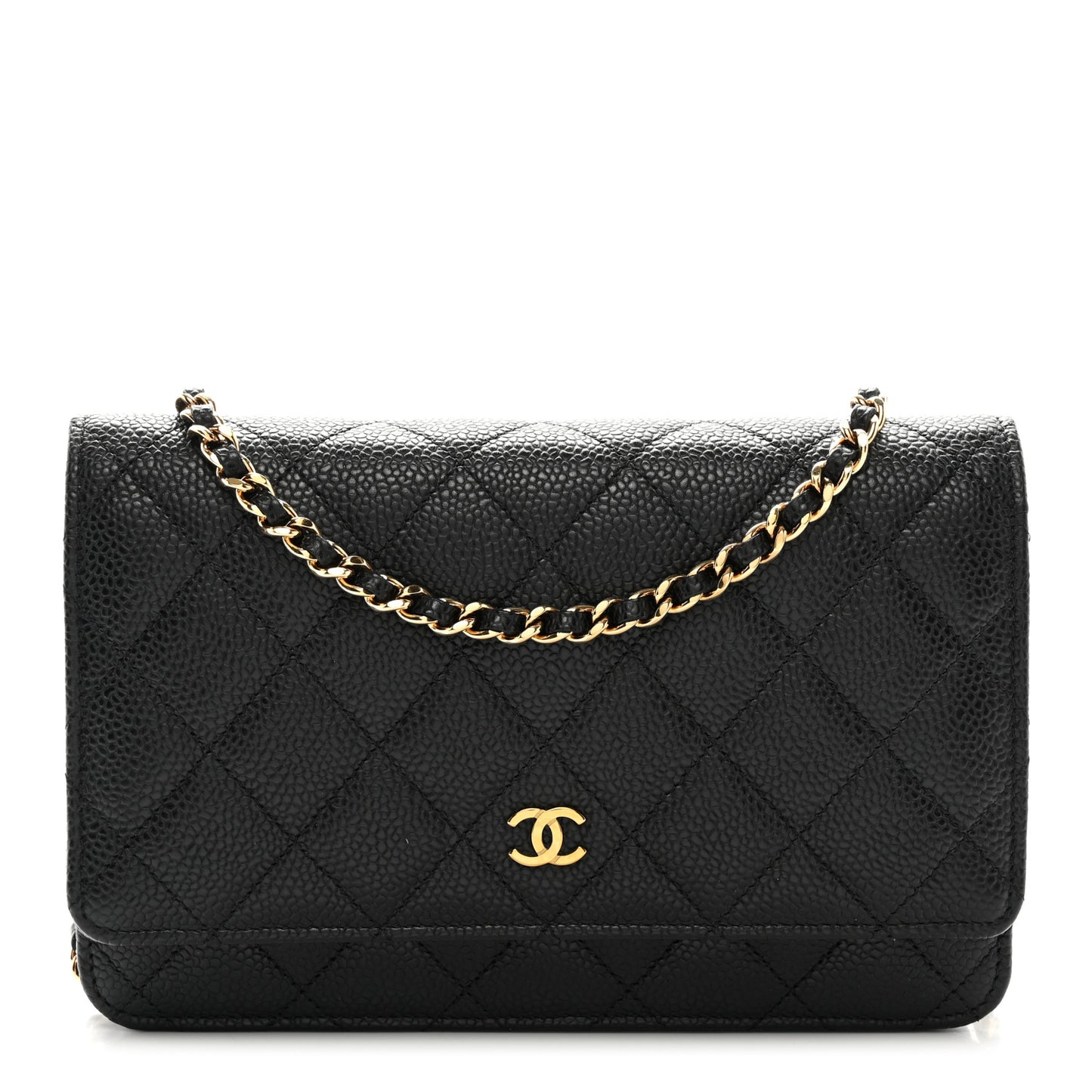 Caviar Quilted Wallet on Chain WOC Black