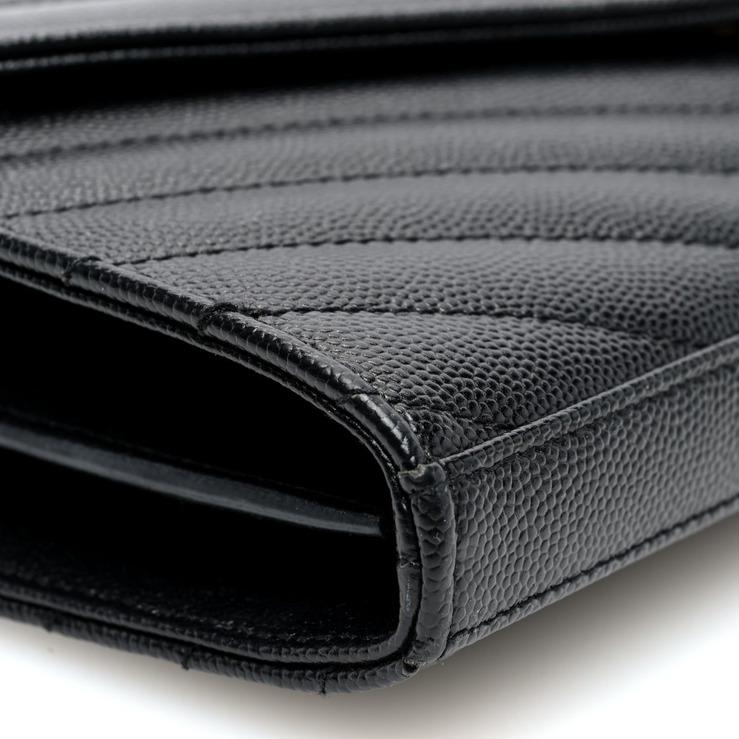 Grain De Poudre Matelasse Chevron Monogram Chain Wallet Black