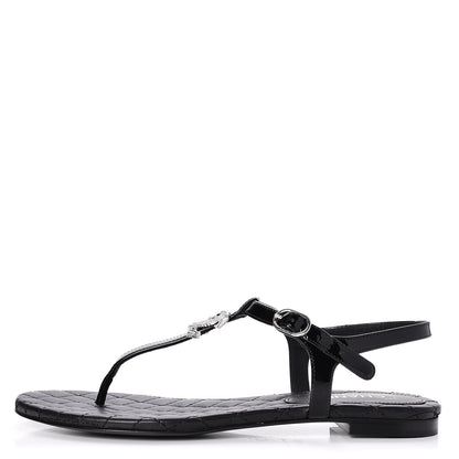 Chanel Patent CC Thong Sandals 35.5 Black 1 of 8