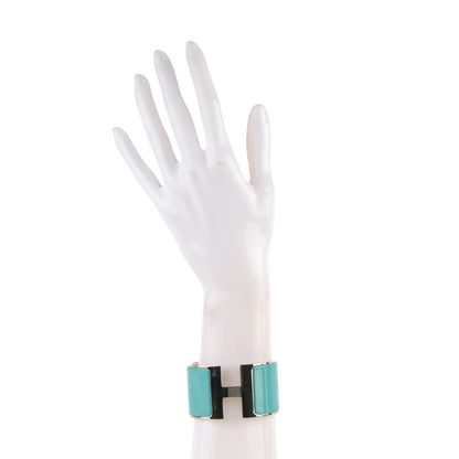 Hermes Enamel Extra Wide Clic Clac H Bracelet PM Bleu Atoll 2 of 4