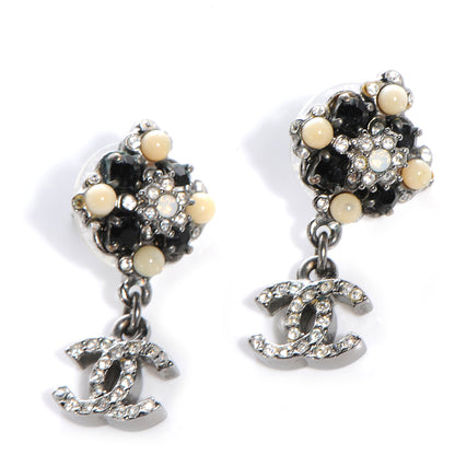 Chanel Crystal CC Drop Earrings Silver 1 of 5