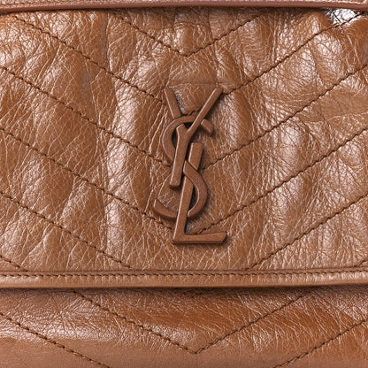 Saint Laurent Crinkled Calfskin Matelasse Monogram Medium Niki Chain Satchel Caramel 10 of 13