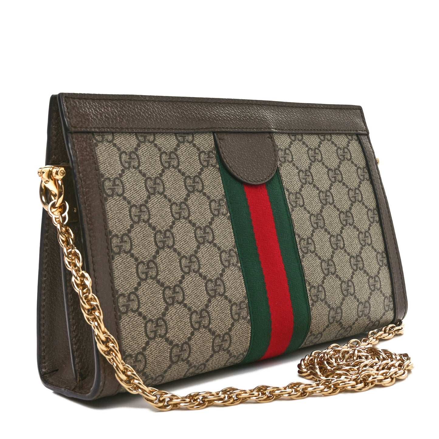 GG Supreme Monogram Web Small Ophidia Chain Shoulder Bag Brown