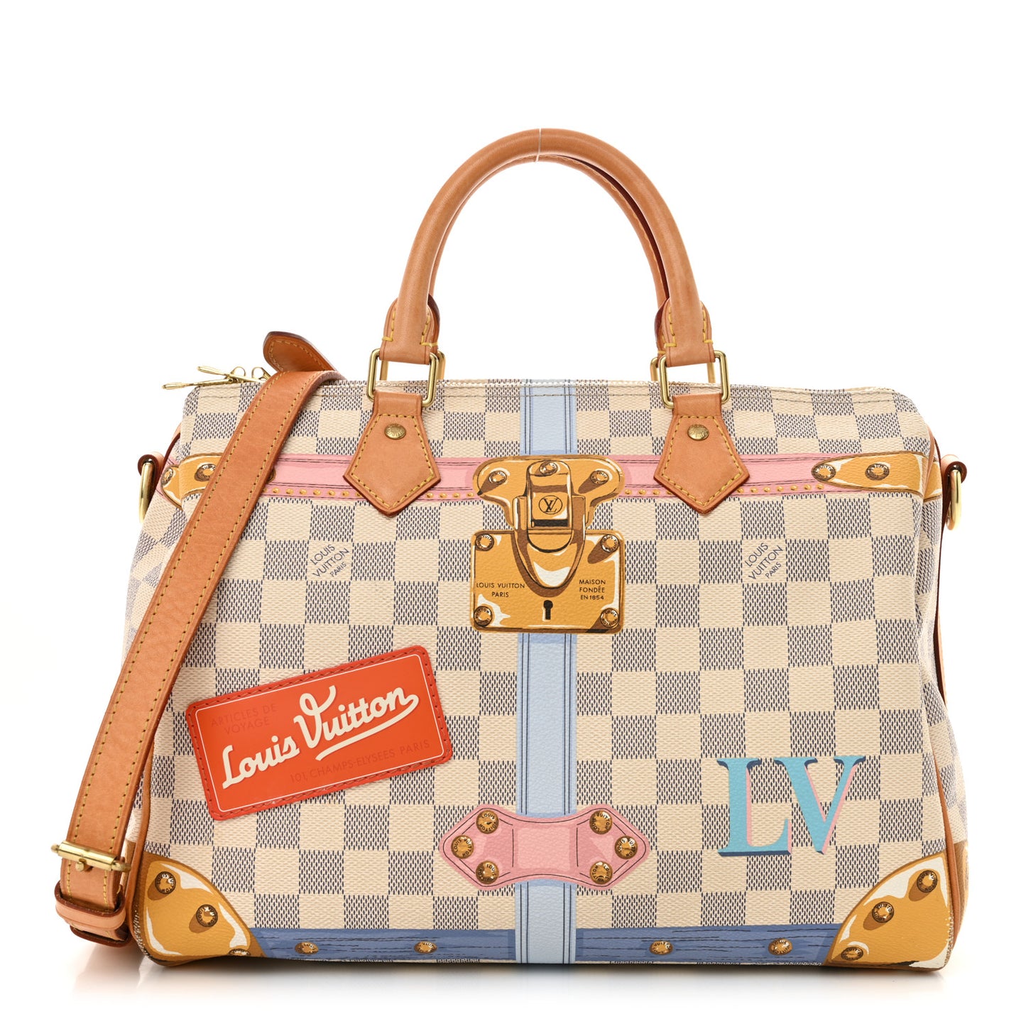 Damier Azur Summer Trunks Speedy Bandouliere 30