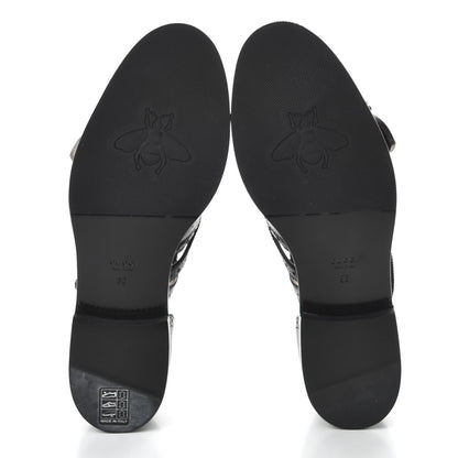 Gucci Calfskin Bee Embroidered Womens Queercore Brogue Wingtip Monk Strap Loafers 38 Black 5 of 9