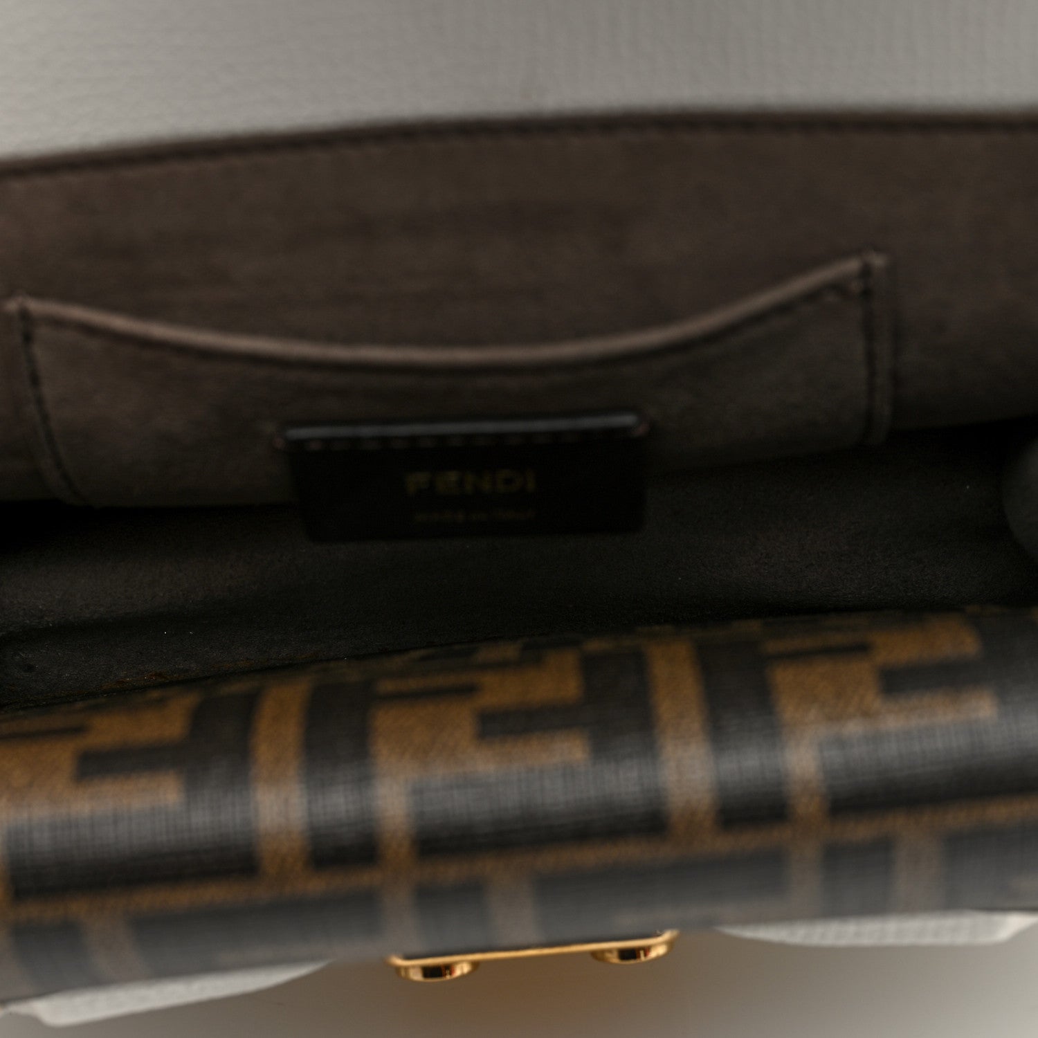 Fendi Vitello Vienna Glazed Fabric FF 1974 Monster Eyes Small Bag Bug Chain Bag Ice Tobacco Moro 5 of 10
