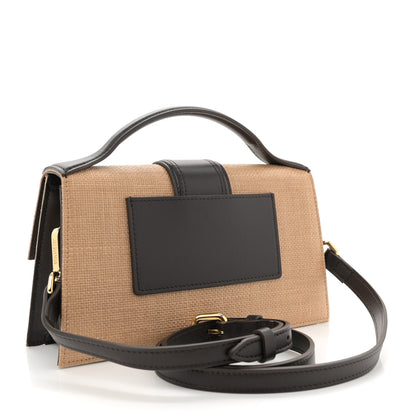 Jacquemus Raffia Smooth Calfskin Le Grand Bambino Natural Dark Brown 3 of 9