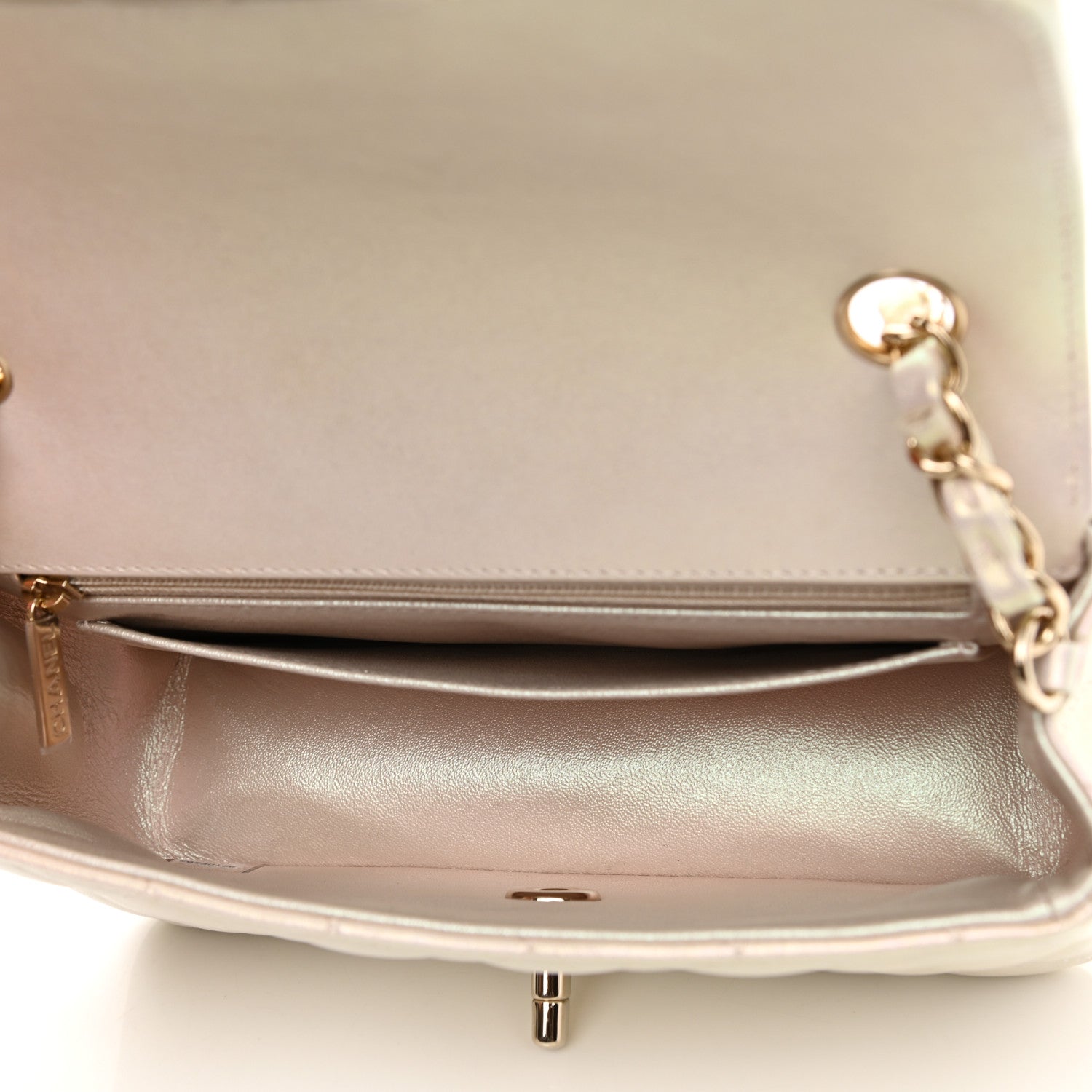 Chanel Iridescent Lambskin Quilted Mini Rectangular Flap Ivory 5 of 12