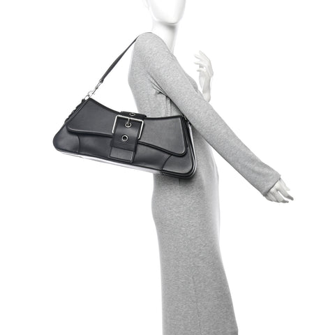 Smooth Calfskin Large Lindsay Shoulder Bag Black