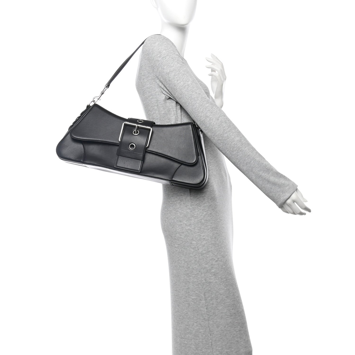 Balenciaga Smooth Calfskin Large Lindsay Shoulder Bag Black 2 of 10