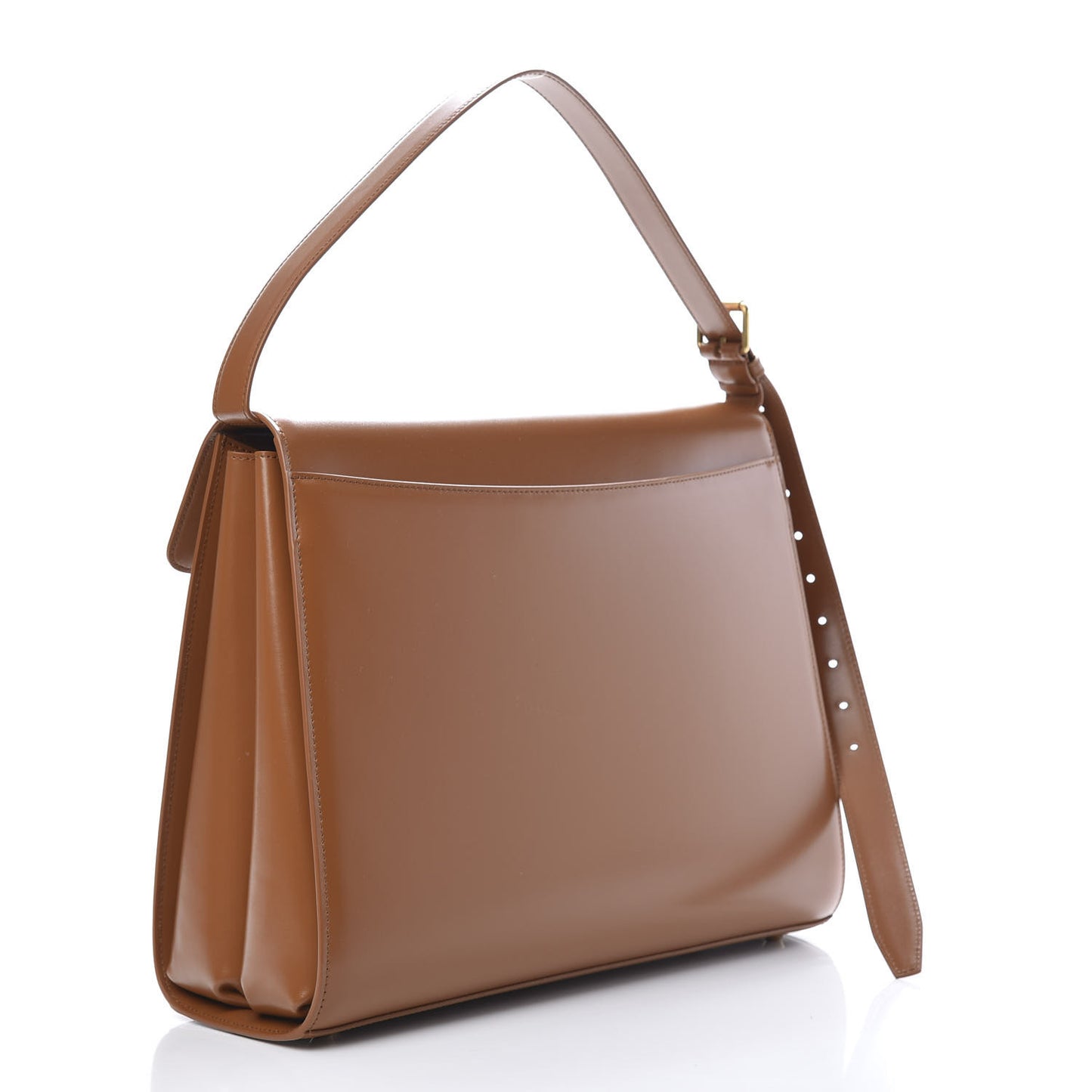 Shiny Box Calfskin Large Ghost Top Handle Bag Camel