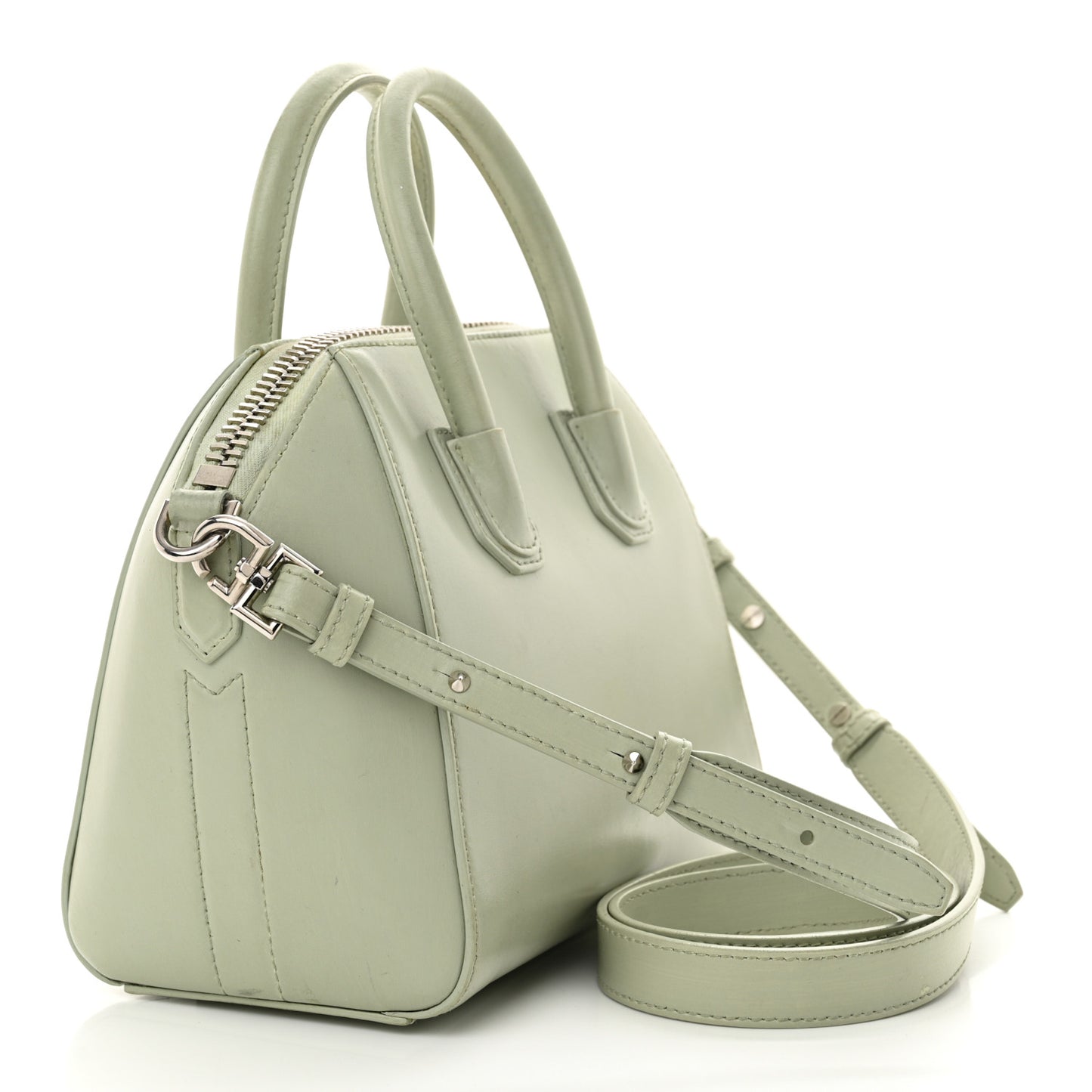 Shiny Lord Calfskin Mini Antigona Aqua Green