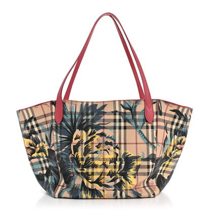 Burberry Haymarket Check Floral Print Small Canterbury Tote Pink 1 of 15