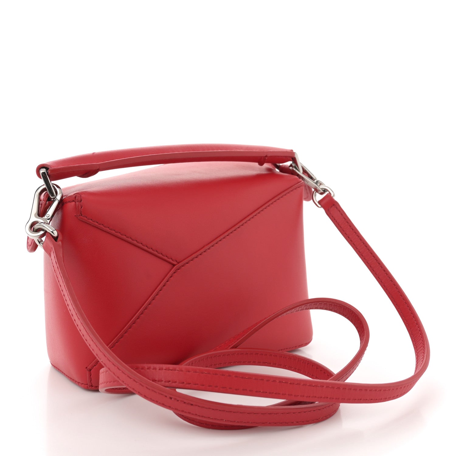 Loewe Satin Calfskin Mini Puzzle Edge Bag Red 3 of 13