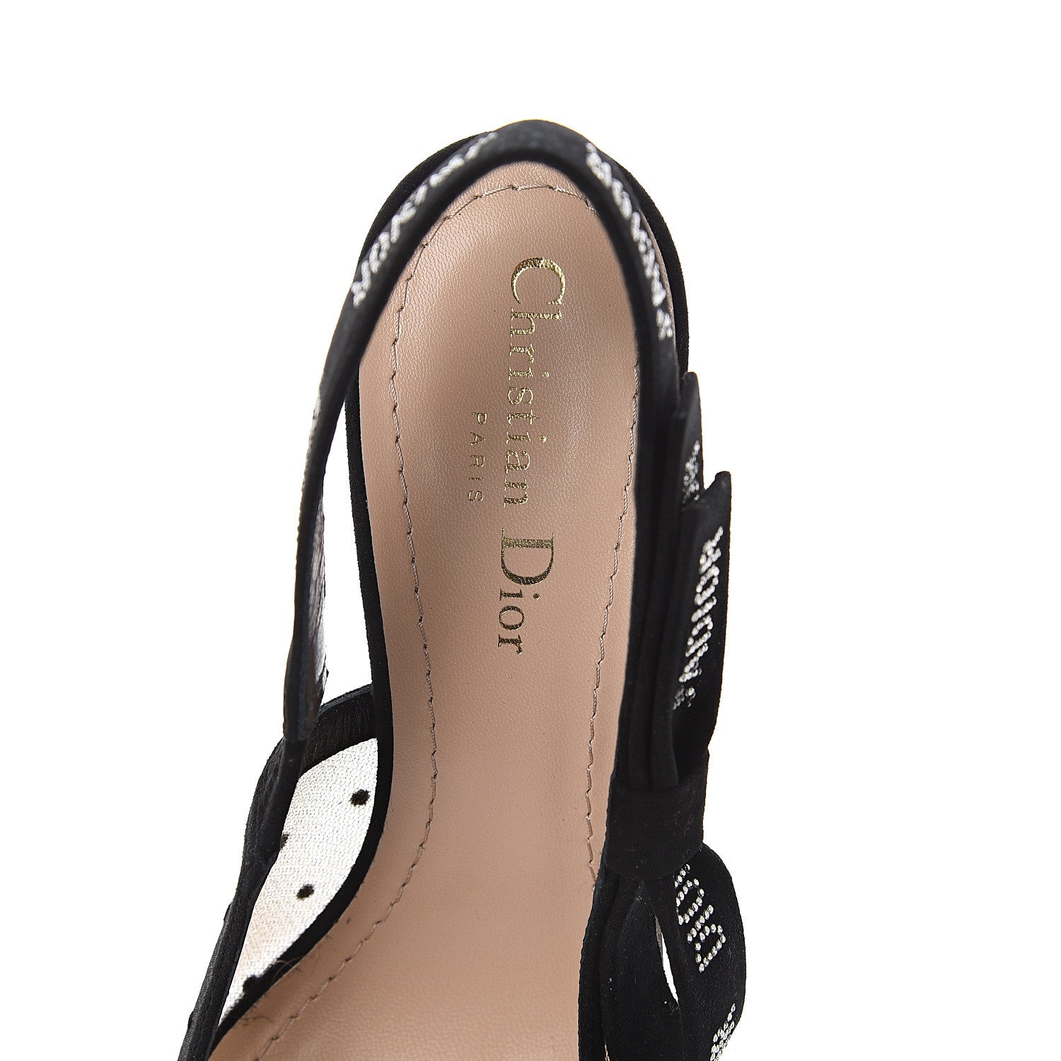 Christian Dior Mesh Plumetis Crystal Suede J'Adior Slingback 65mm Pumps 37.5 Nude Black 6 of 7