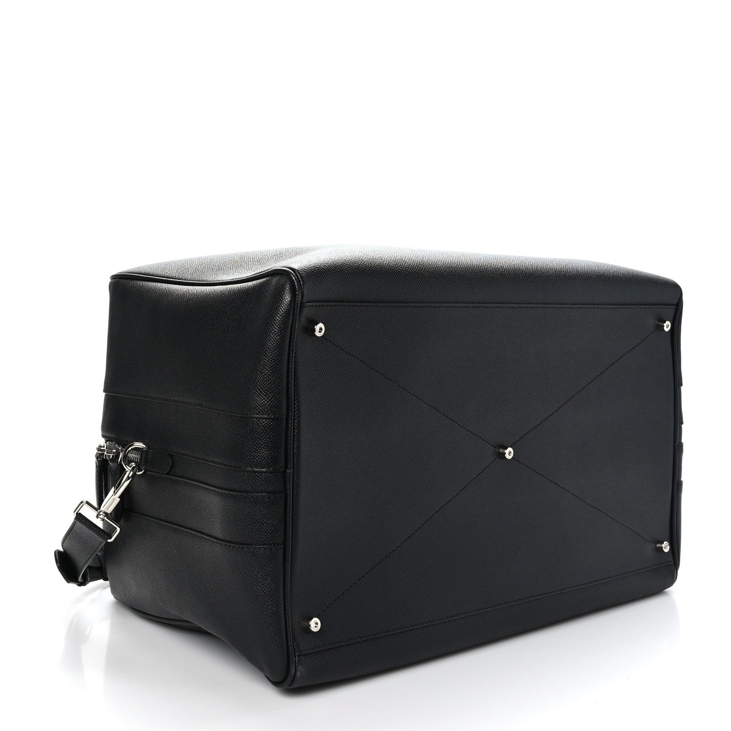 Burberry Calfskin Embossed Bowling Bag Black 3 of 9