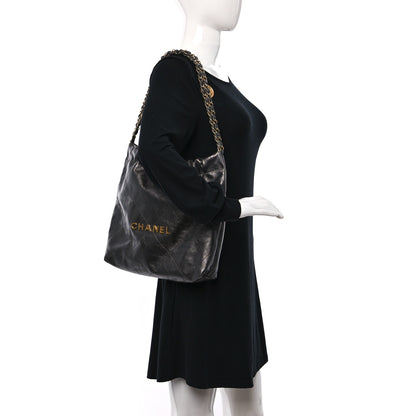 Chanel Metallic Calfskin Quilted Small Chanel 22 Ruthenium 2 of 11