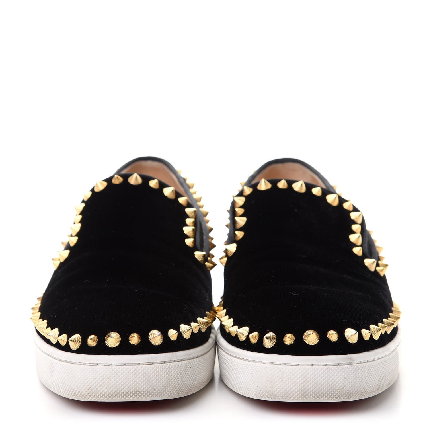 Christian Louboutin Velvet Womens Spikes Pik Boat Sneakers 38 Black 2 of 10