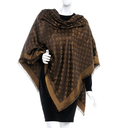 Louis Vuitton Silk Lurex Wool Monogram Shine Shawl Brown 2 of 5
