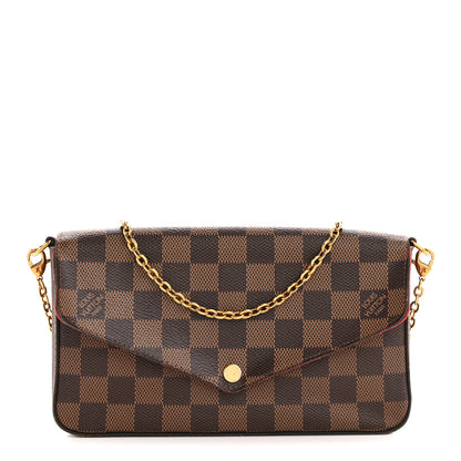 Louis Vuitton Damier Ebene Pochette Felicie Chain Wallet 1 of 15