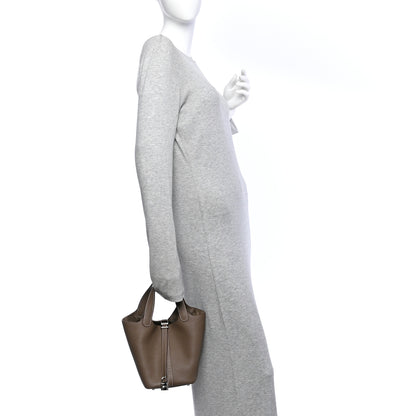 Hermes Taurillon Clemence Picotin Lock 18 PM Etoupe 2 of 11