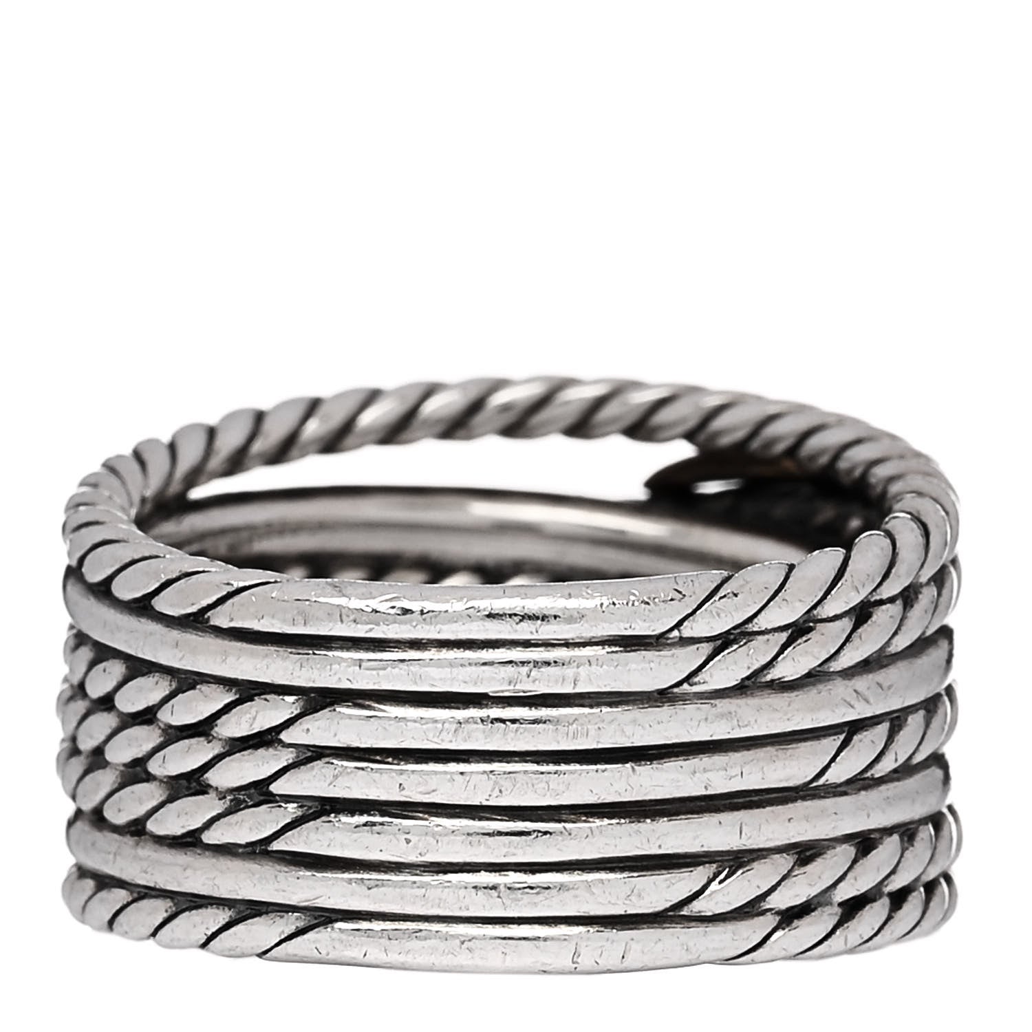 David Yurman Sterling Silver 18K Yellow Gold Double X Crossover Ring 57 8 3 of 4