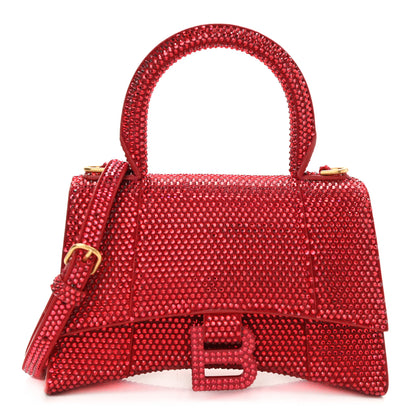 Balenciaga Strass Suede Hourglass Top Handle Bag XS Ruby 1 of 13