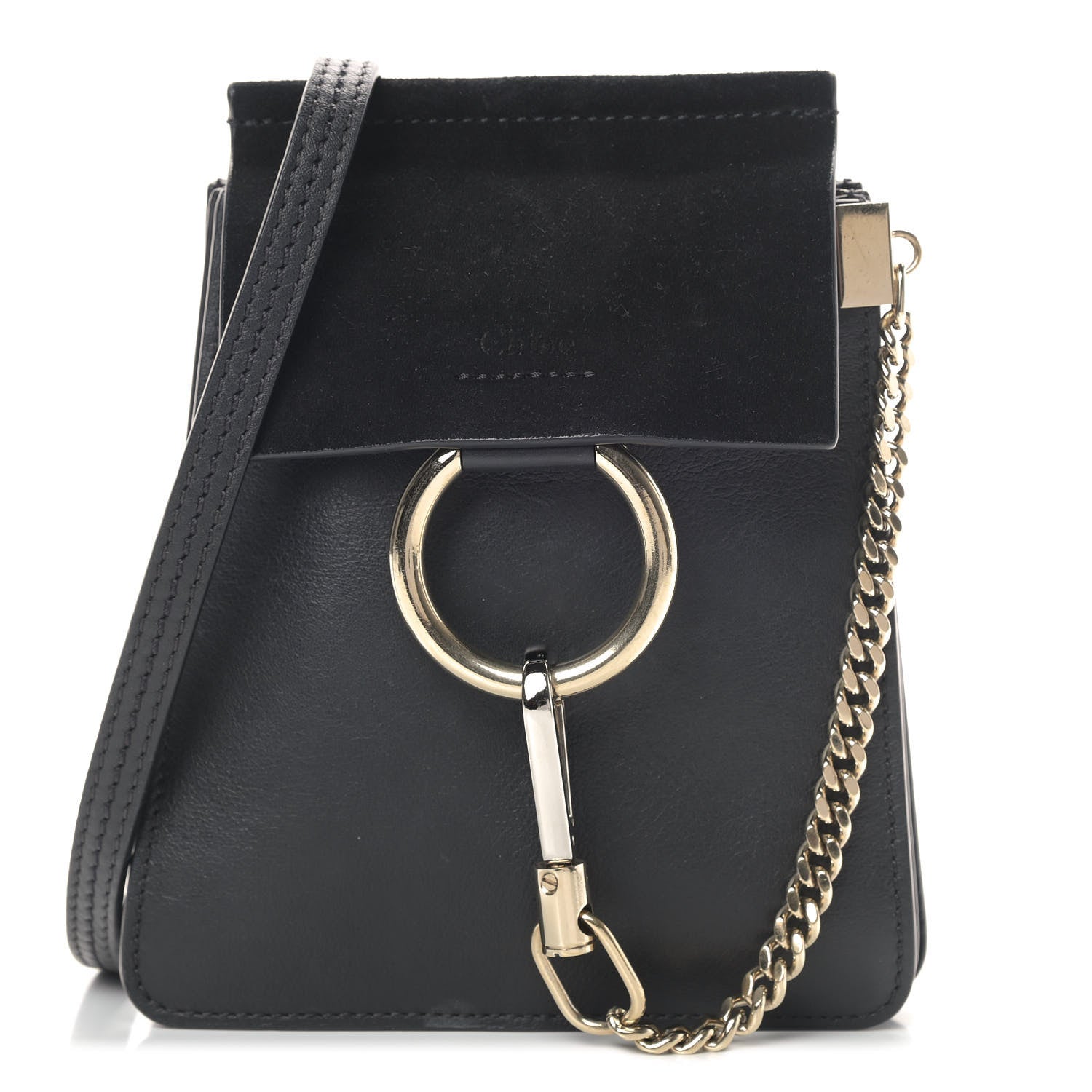 Chloe Suede Calfskin Mini Faye Bracelet Bag Black 1 of 10