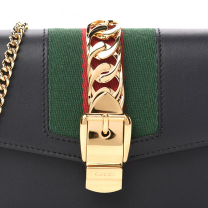 Gucci Calfskin Super Mini Sylvie Chain Shoulder Bag Black 10 of 10