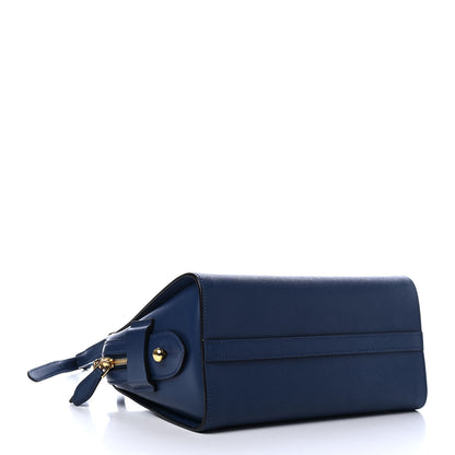 Prada Saffiano Soft Calfskin Double Handle Satchel Bluette 3 of 4