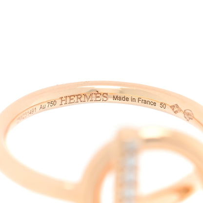 Hermes 18K Rose Gold Diamond PM Echappee Ring 50 5.25 4 of 5