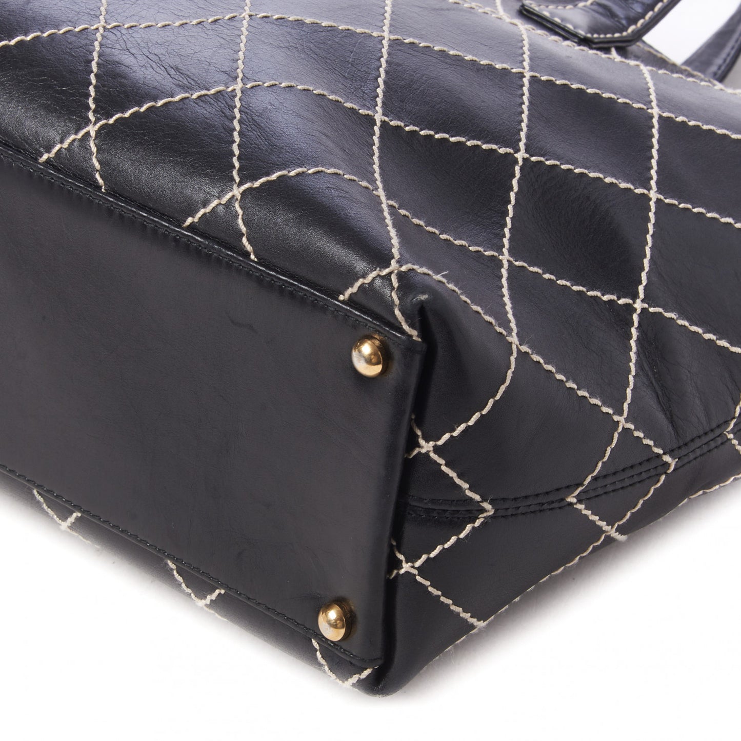 Calfskin Wild Stitch Large Tote Black