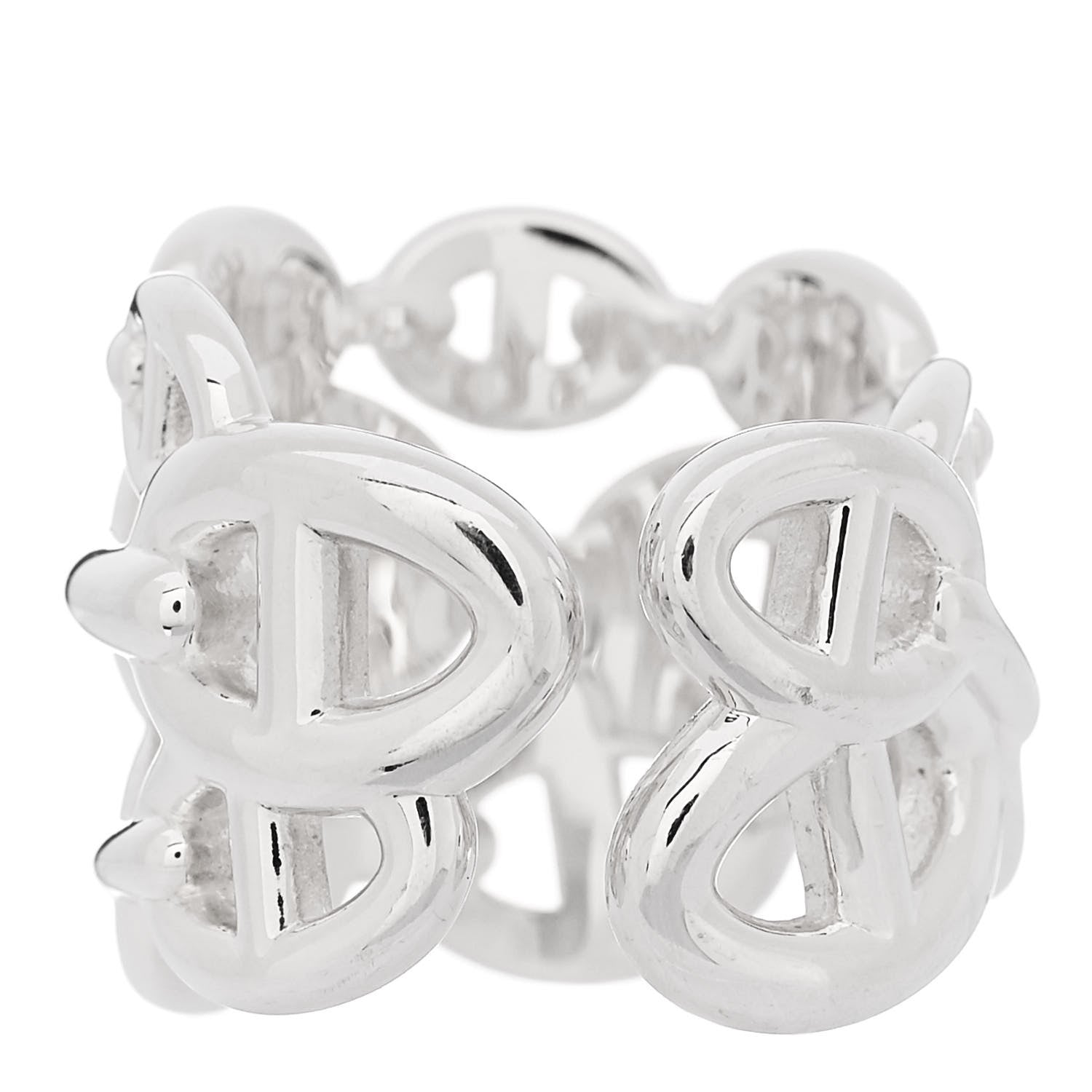 Hermes Sterling Silver GM Chaine d'Ancre Enchainee Band Ring 53 6.25 3 of 7