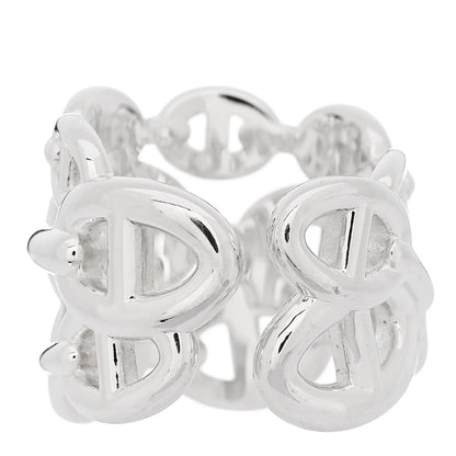 Hermes Sterling Silver GM Chaine d'Ancre Enchainee Band Ring 53 6.25 3 of 7