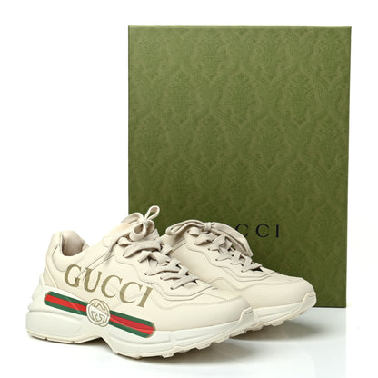 Gucci Calfskin Logo Womens Rhyton Sneakers 39.5 Ivory 9 of 9