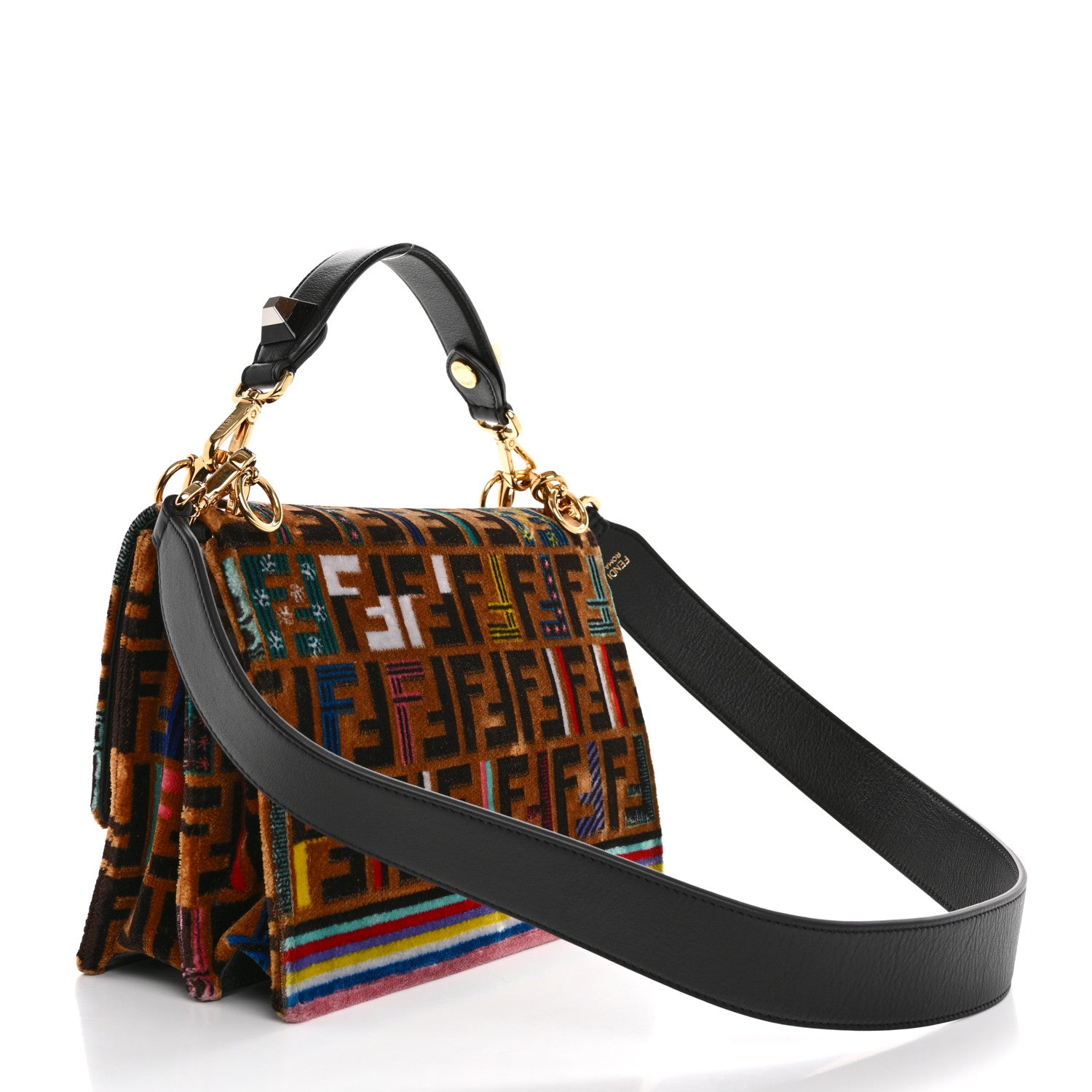 Fendi Velvet Vitello Dolce Fun Fair Kan I Shoulder Bag Tobacco