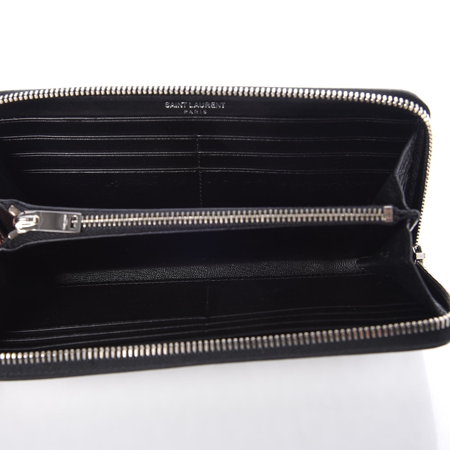 Saint Laurent Calfskin Printed Leopard Classic Letters Zip Around Wallet White 5 of 8