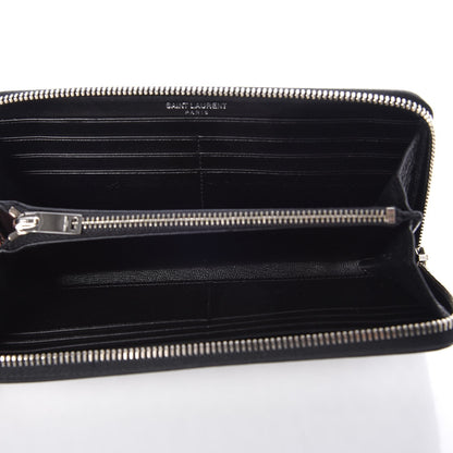 Saint Laurent Calfskin Printed Leopard Classic Letters Zip Around Wallet White 5 of 8