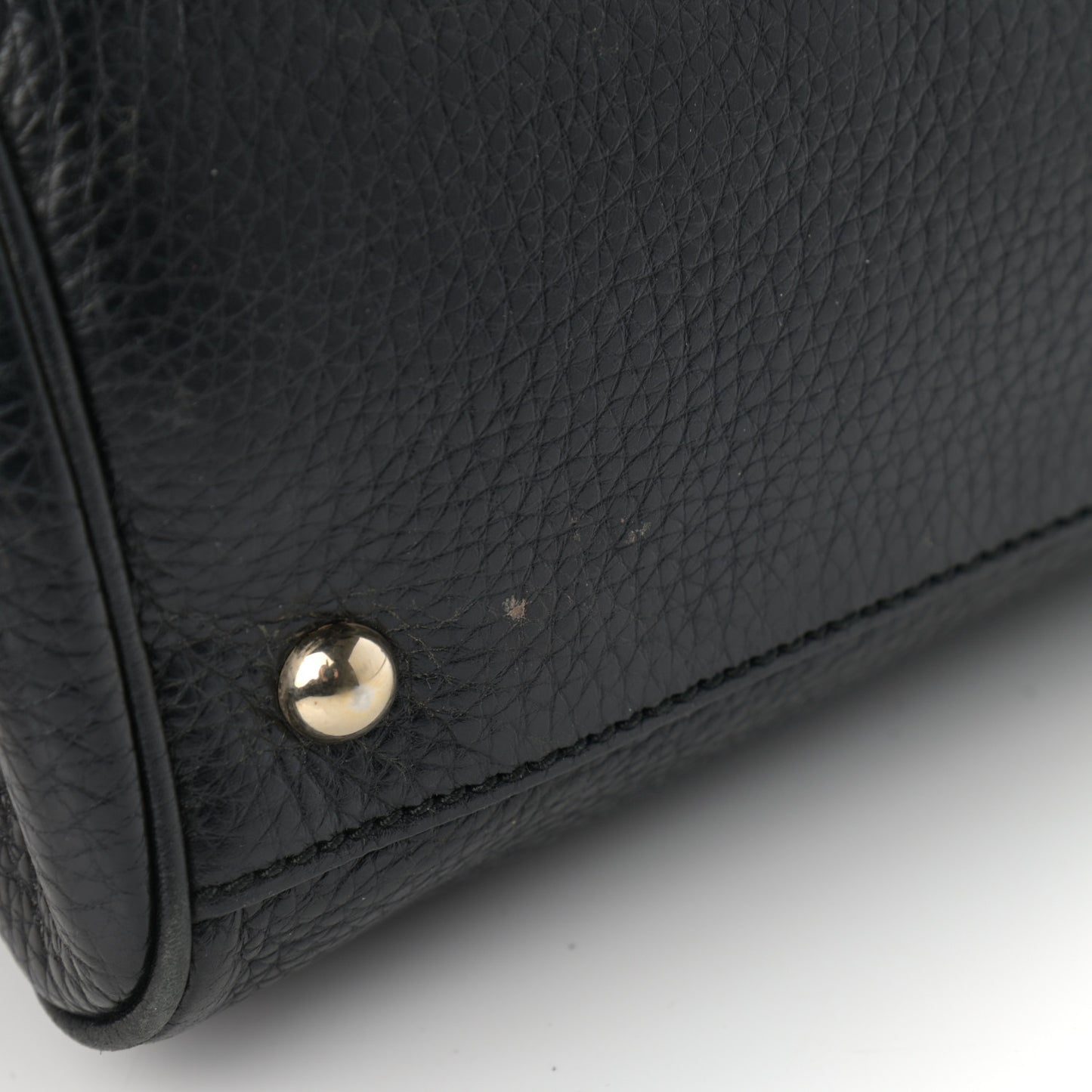 Pebbled Calfskin Medium Bamboo Shopper Tote Black