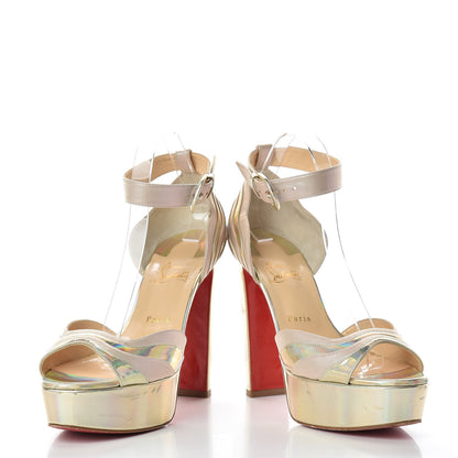 Christian Louboutin Specchio Nappa Laser Degratissimo 130 Platform Sandal 40.5 Platine Nude 6 of 17