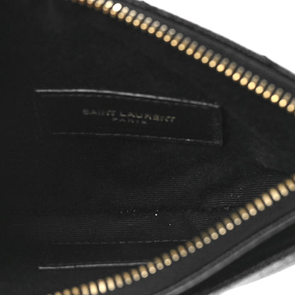 Saint Laurent Grain De Poudre Chevron Monogram Bill Pouch Black 5 of 8