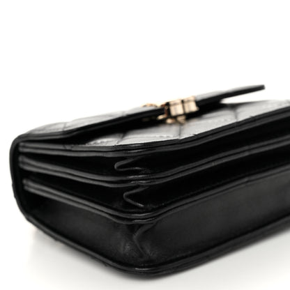 Chanel Lambskin Quilted Top Handle Flap Clutch With Chain Black 9 of 10