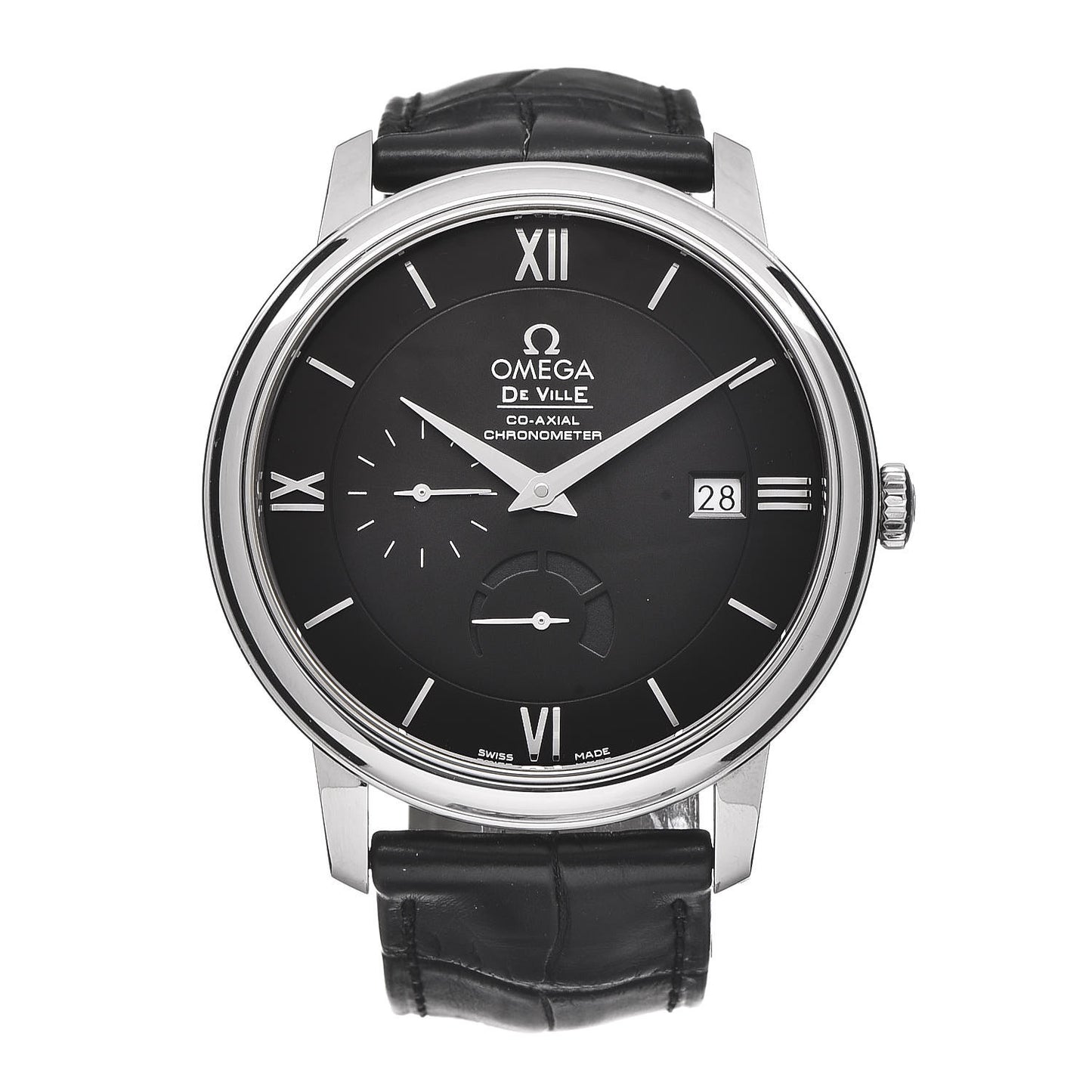 Stainless Steel Alligator 39mm Prestige Co-Axial De Ville Power Reserve Automatic Watch Black 424.13.40.21.01.001