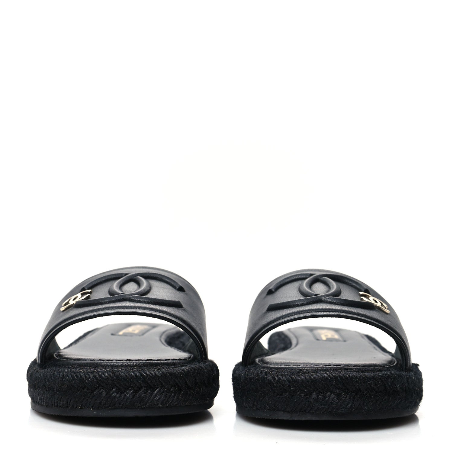 Chanel Lambskin Espadrille Mule Sandals 36 Black 2 of 7