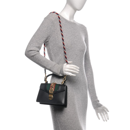 Gucci Calfskin Mini Sylvie Top Handle Bag Black 2 of 7