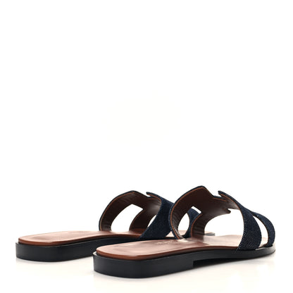 Hermes Denim Canvas Oran Sandals 35.5 Bleu Brut 4 of 8